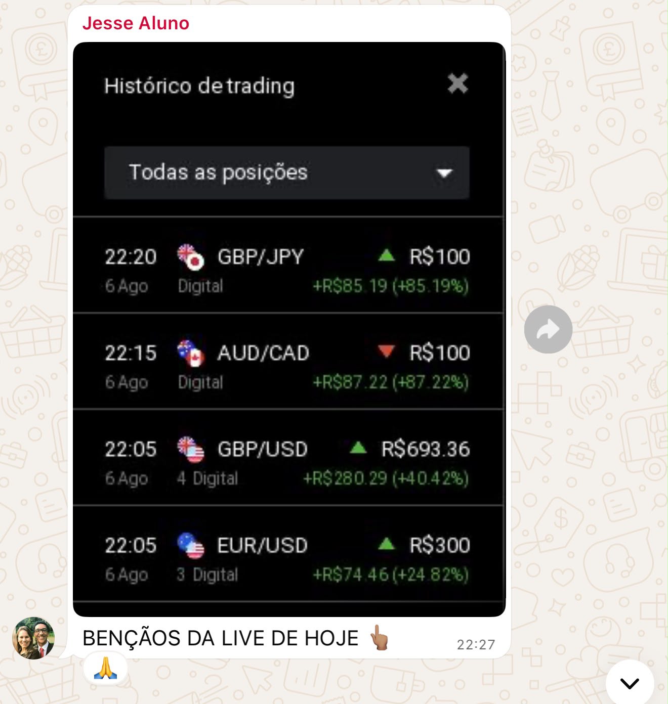 Print de resultado enviado por Jesse Aluno