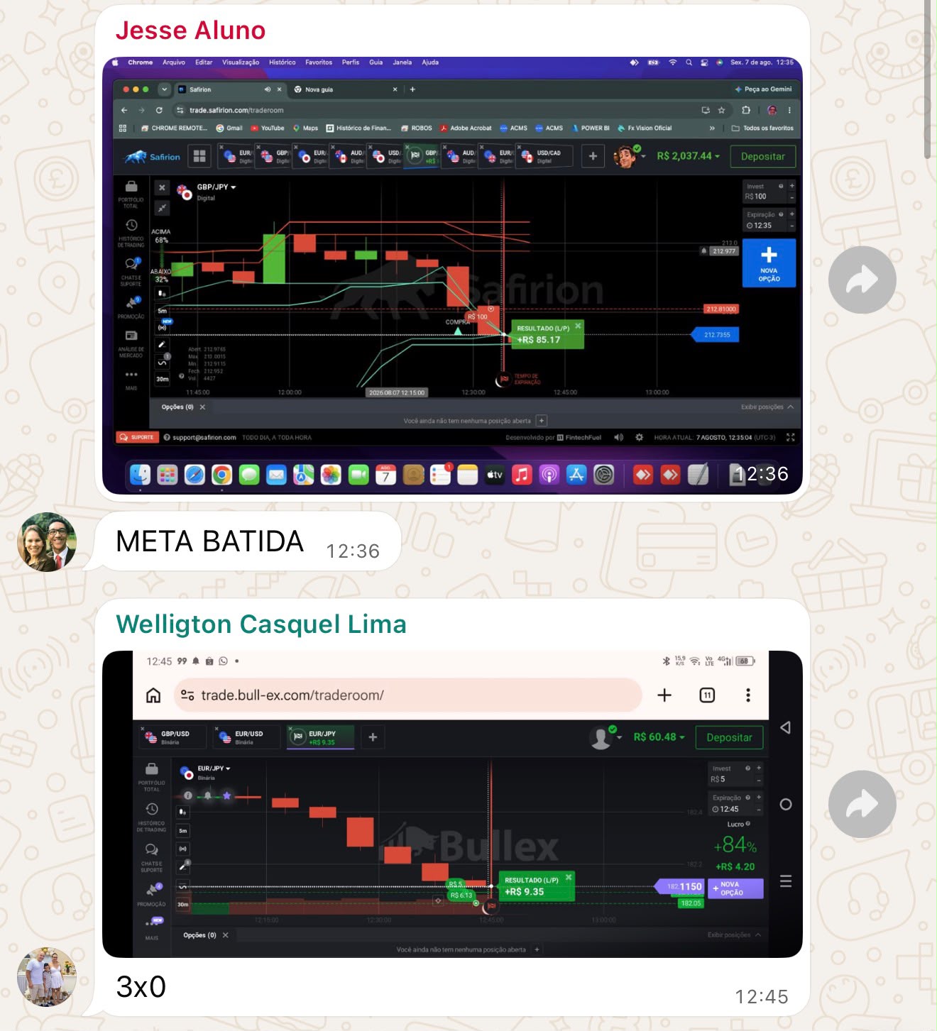 Print de resultado enviado por Welligton Casquel Lima