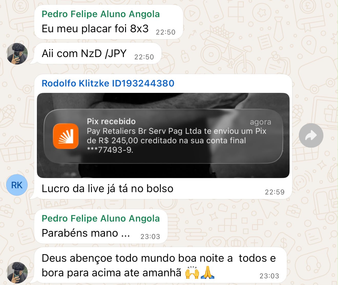 Print de resultado enviado por Rodolfo Klitzke